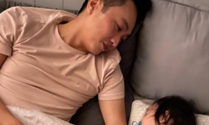 Đàm Thu Trang ghen khi thấy con gái Suchin dám ôm chồng mẹ ngủ